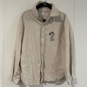 Zara Kids Cream Shirt with Snoopy Embroidery
